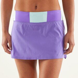 Lululemon Women's Power Purple White Built-in Shorts Pace Setter Run Skirt